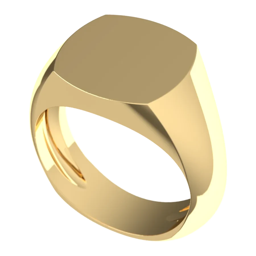 The Hearth signet ring in yellow gold, three-quarter view
