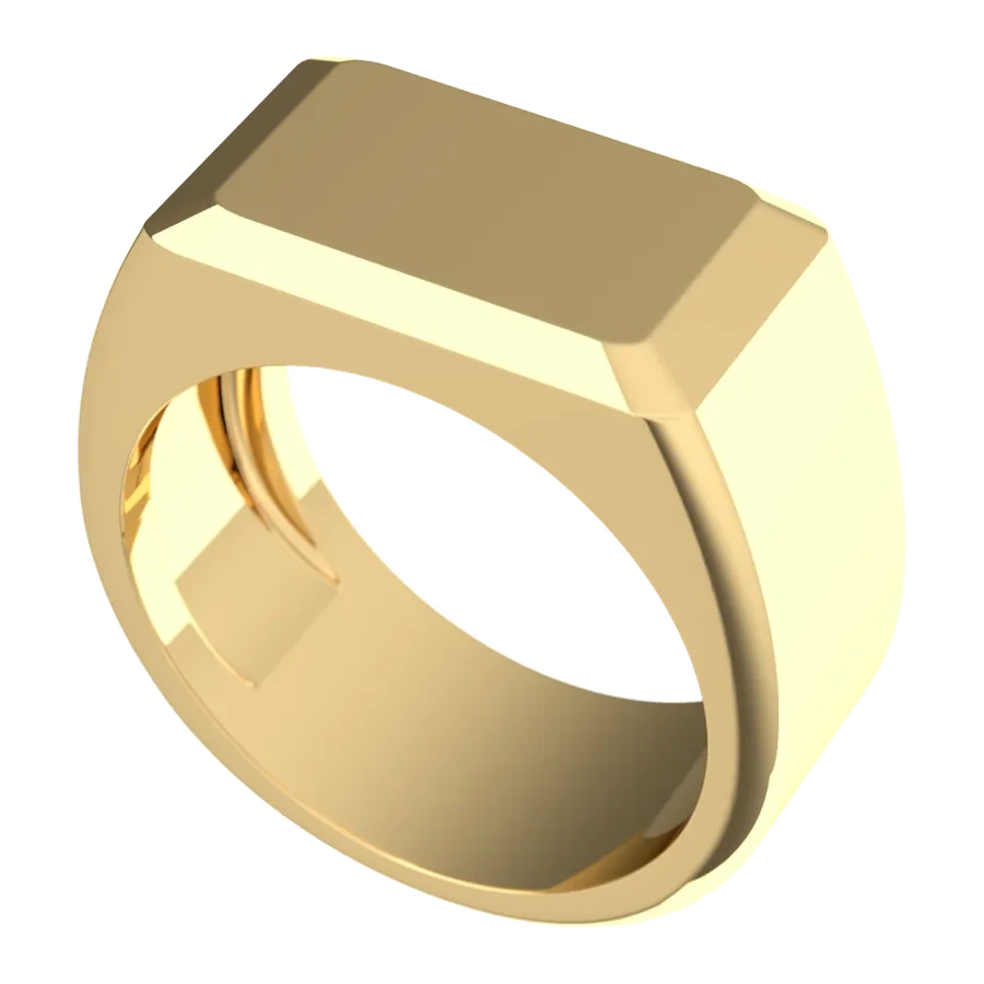 The Charter signet ring in yellow gold, three-quarter view